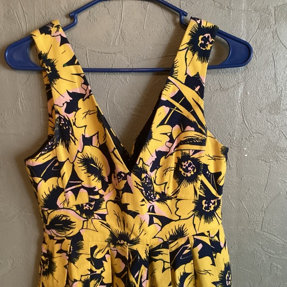Women’s J Crew Dress flare bold floral design womens size 0 - Picture 2 of 9